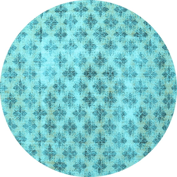 Ahgly Company Indoor Round Persian Light Blue Traditional Area Rugs, 5' Round