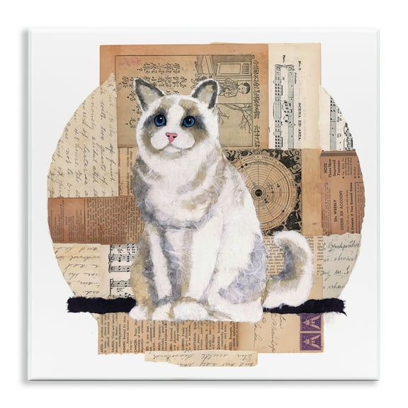 Stupell Industries Vintage Collage Cat Animals & Insects Painting Unframed Art Print Wall Art, 12 x 12