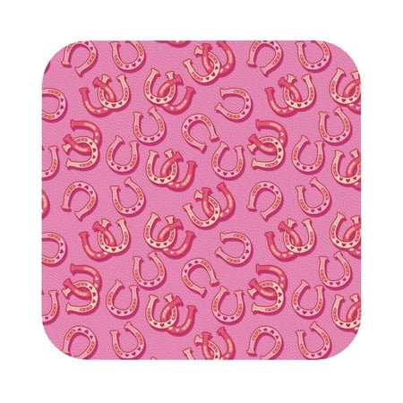 

Pofeuu Cute Cowgirl Print Leather Coasters Set of 6 Round Cups Mugs Mat Pad for Home Kitchen Heat Resistant Drink Coasters Square