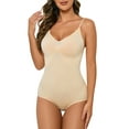 thumbnail image 2 of LELINTA Corset Bodysuit for Women Sexy Thong Bodysuit V Neck T Shirt Leotard Top Jumpsuits Shapewear (Black/Beige-S-XL), 2 of 8