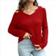 thumbnail image 2 of Suéter Informal de Punto Grueso con Cuello en V y Larga para Mujer con Hombros Descubiertos Rojo L, 2 of 8
