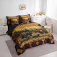 thumbnail image 2 of Castle Fairy Jungle Wildlife Bear King Bedding 7pcs for Teens,Aztec Boho Checkered King Bed in a Bag,Maroon Gold Cream,Black Reversible, 2 of 7