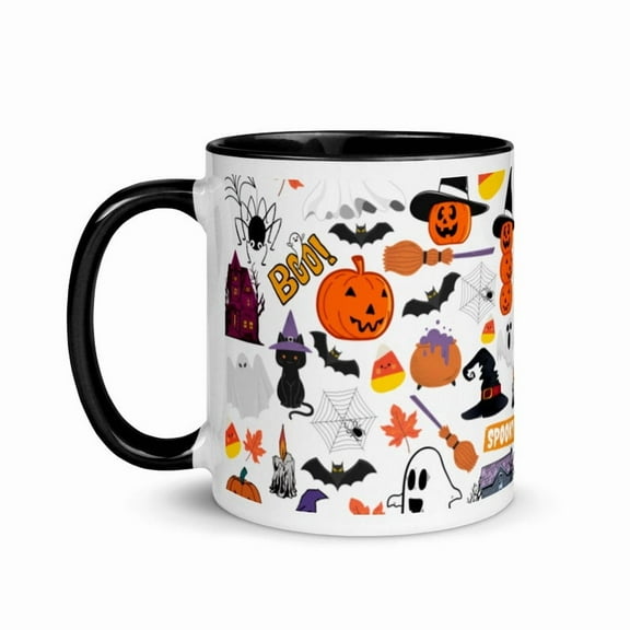 11oz Black Cat and Pumpkin Halloween Mug, Ghost Halloween Mug, Cute Halloween Coffee Mug, Halloween Mugs Vintage, Halloween Gift Ideas
