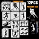 thumbnail image 2 of 12 plantillas reutilizables para pintar atletas con pincel de bambú, ideales para competiciones deportivas, tenis, fútbol, ​​baloncesto, béisbol, hockey sobre hielo, esquí y patinaje sobre hielo., 2 of 7