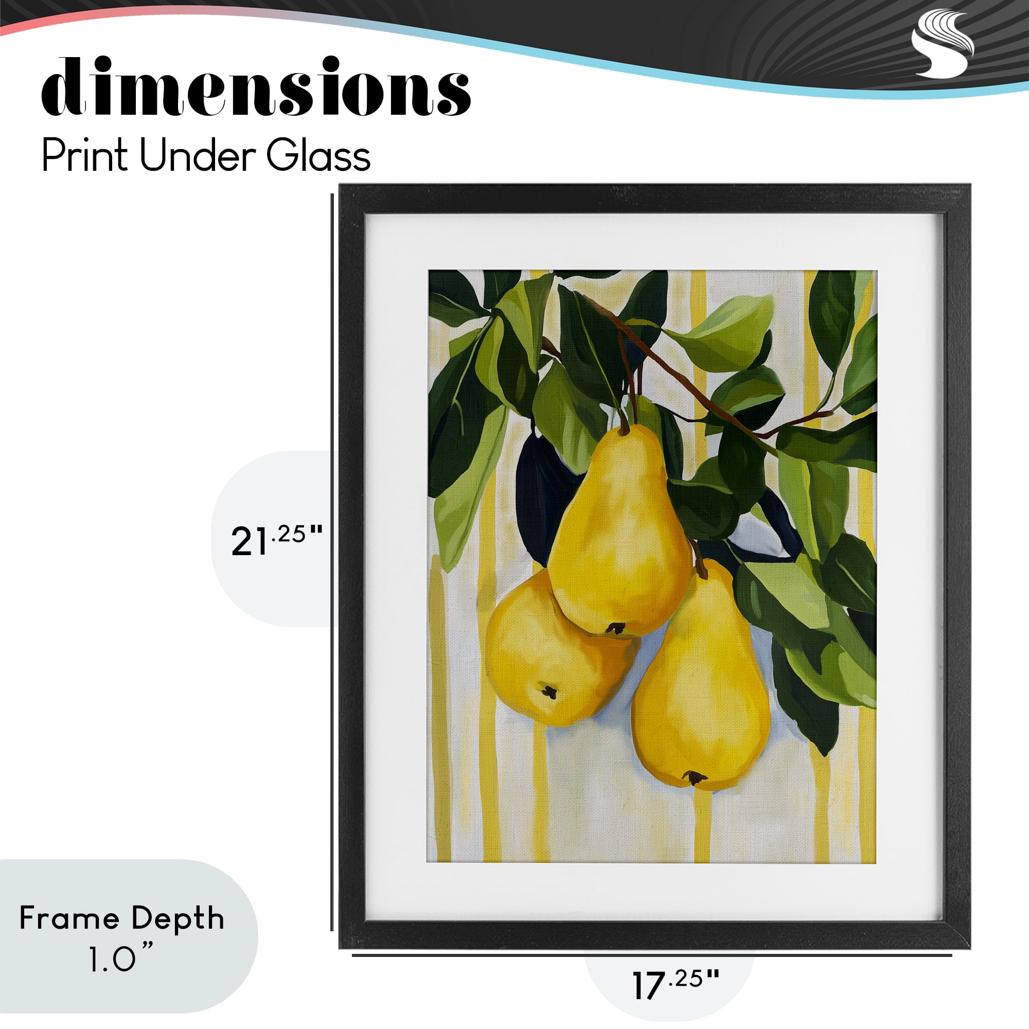 Stupell Industries Pears on Lush Branch Black Framed Print Under Glass, design by Yen