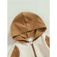 thumbnail image 3 of ZAXARRA Newborn Infant Baby Full Length Jumpsuit Contrast Color Hood Long Sleeve Romper with Zipper, 3 of 6