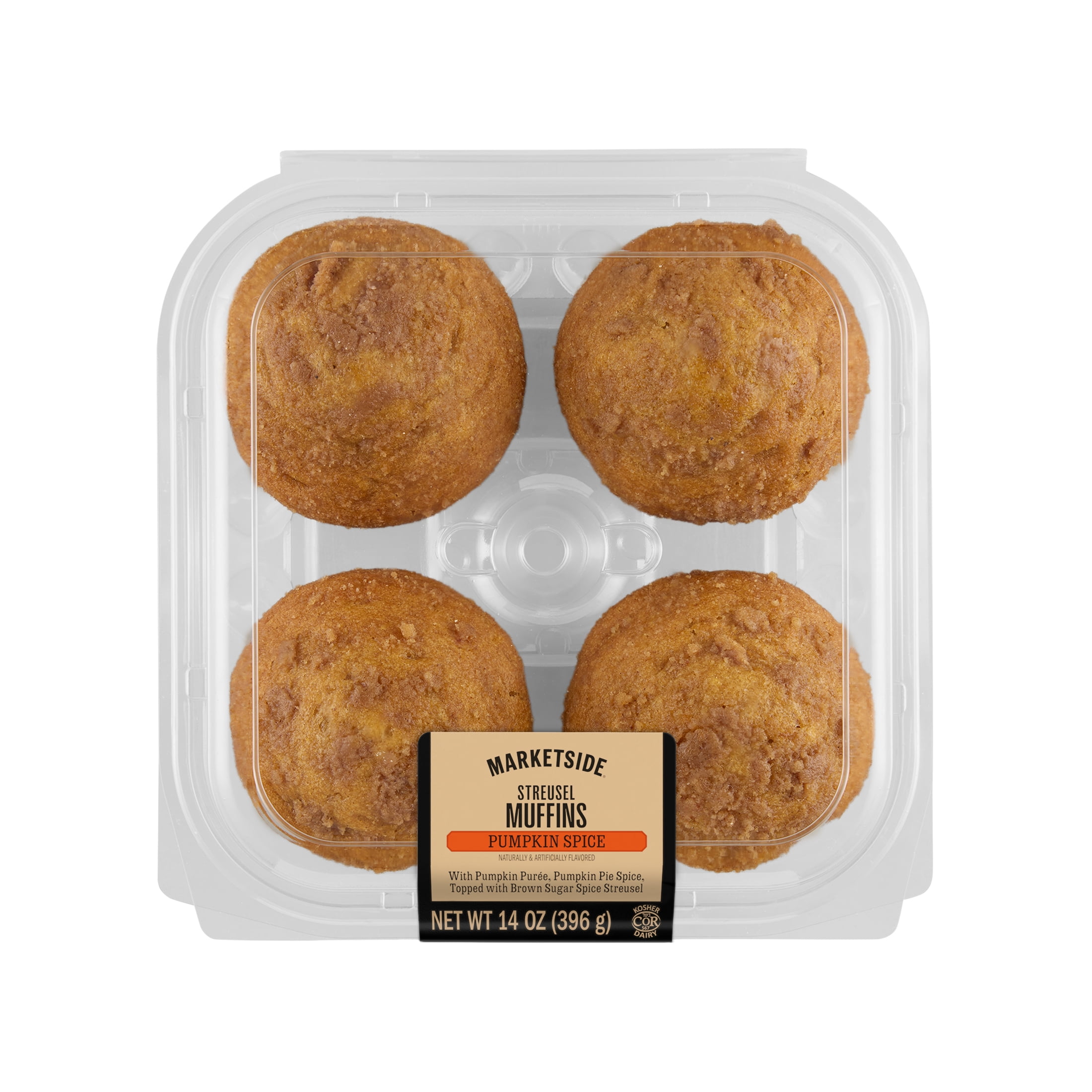 Marketside Moist Pumpkin Spice Streusel Muffins, 14 oz Tub, 4 Count