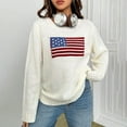 thumbnail image 2 of Chandail à Manches Longues pour Femmes Drapeau USA Chandail Ample Décontracté Col Rond Chandail en Molleton, 2 of 8