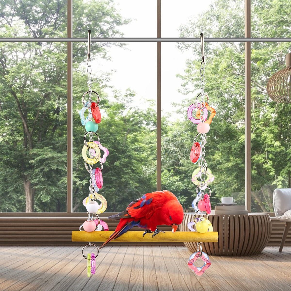YOSADIER Multi-colored Bird Swing for Parrots, Hanging Resting Perch for Pet Birds, and Comfortable, 1 Pack