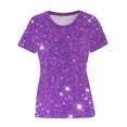 thumbnail image 3 of Brondbend T-Shirt Womens Tops for Women Crewneck Short Sleeve Bright Print Blouse Casual Loose Fit Lady Tops Workout Spring Summer Clothes Purple, 3 of 3