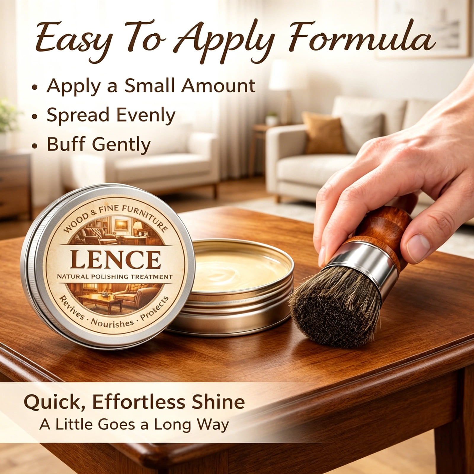 Lence Furniture Balm, Magic Stuff for Wood Scratch Repair, No Color Matching Needed, Application for Furniture & Wood Grain Touch-Ups – Prevents Cracking, Enhances Luster (2set)
