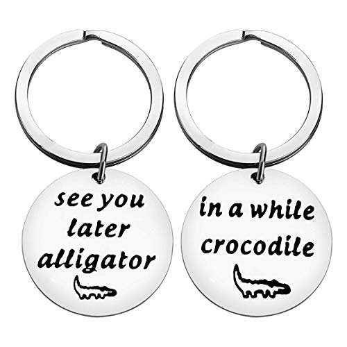 Baixian Funny Friends Gifts Best Friend Keychain Friendship Keychain Set See You Later Alligator In A While Crocodile Keyring Funny Farewell Goodbye Gift For Bff Gifts Christmas Bithday Gifts For Friends
