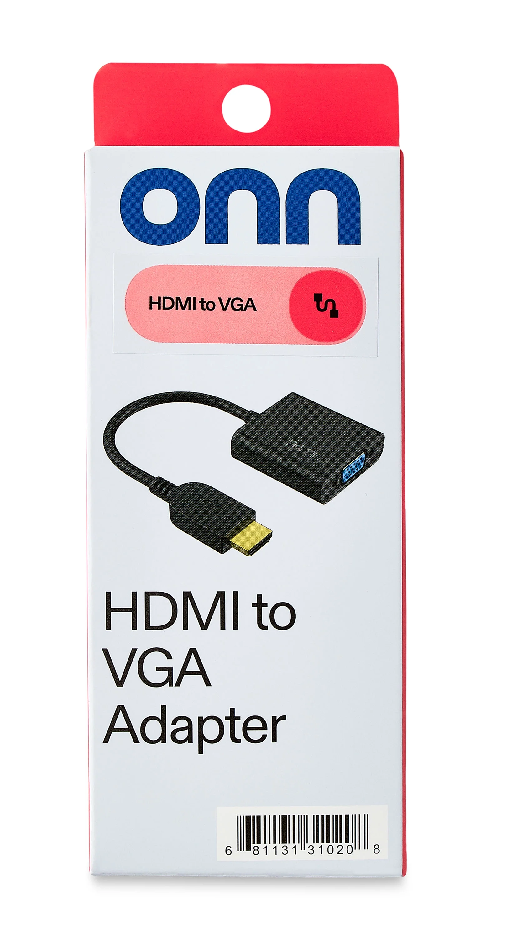 Adaptador onn HDMI a VGA, HDMI macho a VGA hembra, soporte 1080p 2K, conectores chapados en oro, 8 pulgadas, negro 2