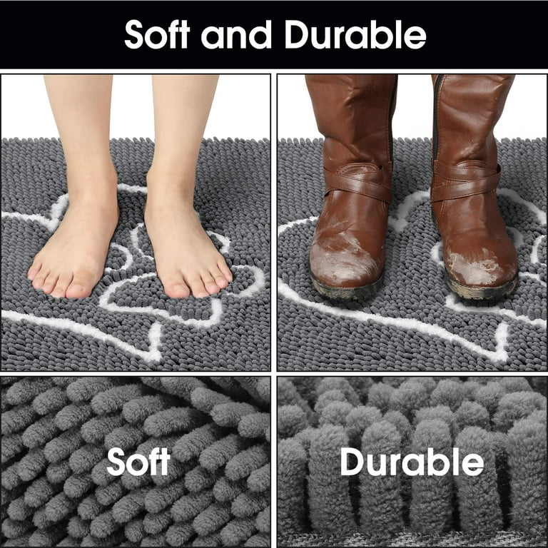 Durable Chenille Indoor Doormat, Soft Absorbent Mat, 20x32, Mud Room Rug,  for Muddy Shoes & Dog Paws, Machine Washable Drying Entryway Rug, Non Slip  Inside Doormat for Entrance, Brown 