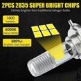 thumbnail image 2 of New 1pcs H4 Led Motorcycle Headlight Ba20d P15 Led Lamp Headlamp For Motorcycle 6000k 1600lm12v High/low Beam 2835 Chips, 2 of 4