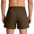 thumbnail image 4 of Hurxie Mens 5 Inch Linen Shorts - Casual Elastic Waist Drawstring Summer Beach Shorts with Pocket Coffee,4XL, 4 of 7