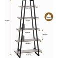 thumbnail image 2 of Senfot Tall Narrow 5-Tier Industrial Ladder Shelf, Wood & Metal Storage Organizer for Bedroom, Living Room - Grey, 2 of 6