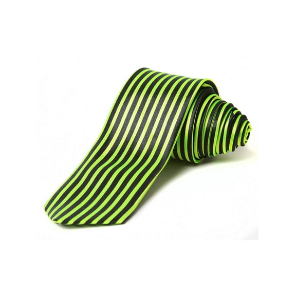 2' Trendy Skinny Tie - Green Blank Vertical Stripe Thin