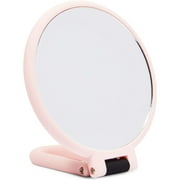 Pink Magnifying Hand Mirror with Handle, 10x Magnification, Handheld for Women Travel Makeup, 5.3 in