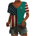 thumbnail image 3 of Tops Cortos para las Mujeres Día de la Independencia Patriótica Impreso Cuello en V, Manga Corta Top Casual para Diario, Fiesta Y Todas las Estaciones, 3 of 5