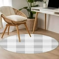 thumbnail image 5 of Grey White Buffalo Check 3ft Round Rug, Farmhouse Plaid Modern Geometric Non-Skid Rubber Backing Large Area Rugs - Living Room Bedroom Home Office, Indoor Floor Mat Carpets Washable Rug, 5 of 9