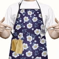 thumbnail image 2 of Pioneer Flower Floral Print Pattern Cotton Linen Apron with Pockets, Waterproof Adjustable, 33x27 Inch for Kitchen, Gardening, BBQ, Salon, 2 of 6