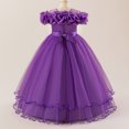 thumbnail image 2 of IDOPIP Flower Girl Dress Birthday Party Princess Dress Tulle Pageant Gown Kids Floral Lace Embroidery Formal Bridesmaid Dress Wedding Prom Communion Dresses 12 Years Dark Purple, 2 of 8