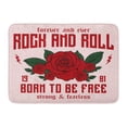 thumbnail image 1 of LADDKE Chic Rock and Roll Slogan Forever Ever Patch Rose Leaves Badges Graphics Girl Tee Doormat Floor Rug Bath Mat 23.6x15.7 inch, 1 of 1