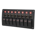 thumbnail image 3 of Panel de interruptores basculantes de 8 bandas, Panel de interruptores basculantes de 8 posiciones IP65 Iluminación roja impermeable con tornillos adhesivos para 12‑24V RVs Yachts Boats, 3 of 5