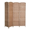 thumbnail image 4 of HomCom 6' Tall Wicker Weave 4 Panel Room Divider Privacy Screen - Natural Blonde Wood, 4 of 8