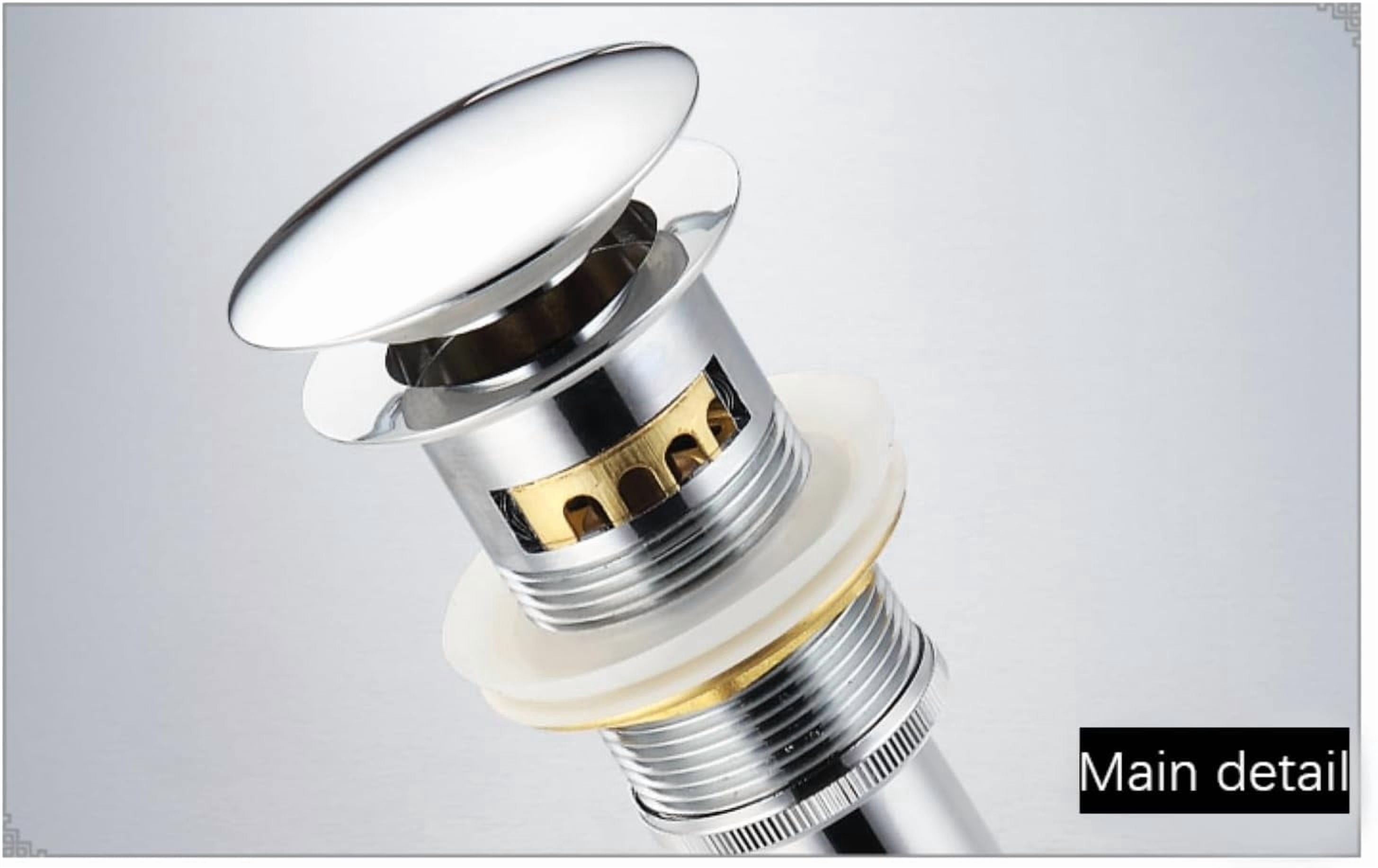 FRKSMD-Bathroom Stainless Steel Faucet Vessel Vanity Sink Drain Stopper, Pop Up Sink Drain with Overflow, Polished