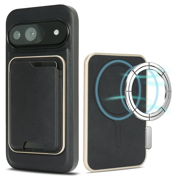 llytechgroup for Google Pixel 8 Case 2023 with Card Holder Pockets [Compatible with Magsafe Wireless Charging] Slim PU Leather Magnetic Wallet Back Case Soft TPU Bumper Shell Shockproof Cover, Black