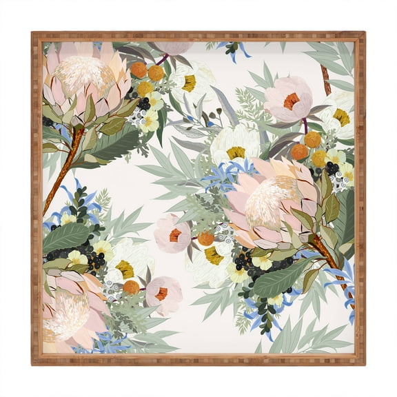 Society6 Protea Emmaline by Iveta Abolina Square Bamboo Tray