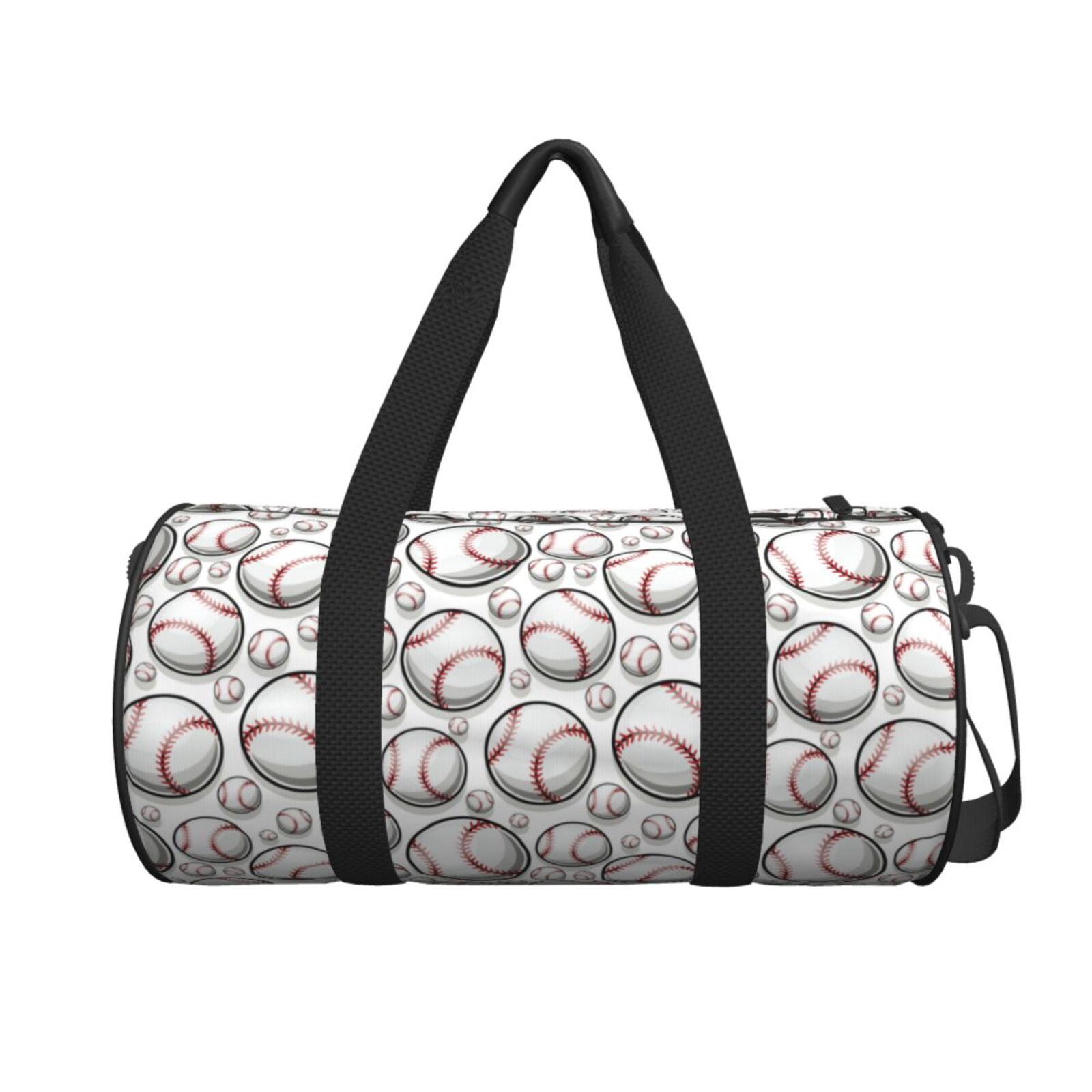 Horeoi Cute Baseball Print Foldable Travel Duffle Bag with Removable Strap - Water-Resistant Gym Vacation Luggage Multi-Pocket Design
