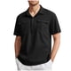 thumbnail image 1 of Camisa de Manga Corta de los Hombres con Botón de Color Sólido Blusa de Cuello con Bolsillo, Top de Poliéster Casual para Toda la Temporada de Uso Diario Y Casual, 1 of 5