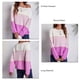 thumbnail image 5 of Suéter De Punto Diseño De Bloques De Color Raya Ancha Cuello Redondo Suelto Manga Larga Casual Mujer Top Rosa Rojo L, 5 of 6