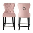 thumbnail image 3 of WestinTrends Wordford 24" Tufted Velvet Counter Stool (Set of 2), Black/ Pink, 3 of 12