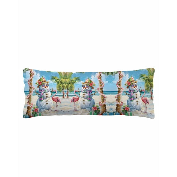 Xmas Tree Flamingo Beach Body Pillow Cover, Pillowcase Protectors with Zipper, Breathable Decorative Throw Pillow Case Cover, Pillow Shams for Couch Sofa 20x60Inch