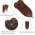 thumbnail image 2 of MY-LADY Hair Toppers for Women Real Human Hair with Bangs 3 Clip In Remy Topper Hairpiece for Thin Hair Natural Looking Hair Extensions 10inch #04 Medium Brown, 2 of 8