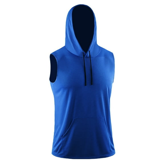 Michellecmm Men Loose Sleeveless Breathable Quick Dry Solid Color Hooded Tank Tops