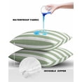 thumbnail image 4 of Pack of 2 Outdoor Pillow Covers, Geometric Sage Green Stripes Waterproof Square Throw Pillowcase Cushion Decorative Pillow Covers for Couch Patio Tent, 24x24 in, 4 of 6