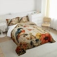thumbnail image 3 of jejeloiu Country Bird Flower Queen Comforter Set,Rustic Farmhouse Bedding Sets,Orange Beige Bedding Comforter Set For Child,Luxury Bedroom Decor Reversible,3pcs, 3 of 8