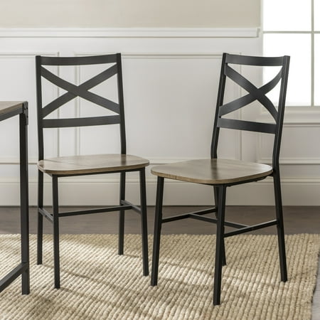 Rustic Wood Chairs - Manor Park Rustic Industrial Wood Dining Chair, Set of 2 - Driftwood