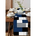 thumbnail image 4 of nqOlkjepod Navy Blue Grey Table Runner 108 Inches Long Farmhouse Dress Scarves, Modern Blue Geometric Dining Tablerunner for Coffee Table/Kitchen Island/Party Décor, 13" x 108", 4 of 8