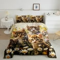 thumbnail image 2 of Erosebridal Cute Cat Kitten Print Comforter Sets Full Size, Pet Lovers Comforters & Duvets, Daisy Blossoms Home Decor, Reversible 3 Pieces, 2 of 8