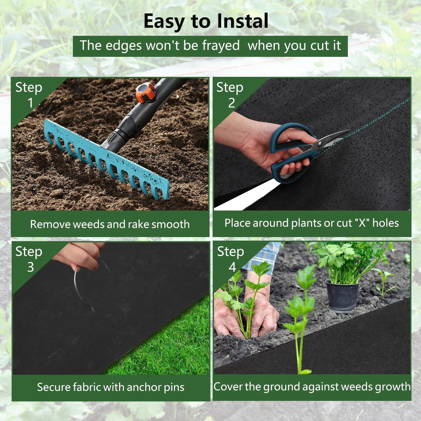 Weed Barrier Landscape Fabric Heavy Duty Cover Weed Cloth Anti-Weed Gardening Mat, Premium Weeds Control for Flower Bed, Pavers and Other Outdoor Projects