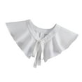 thumbnail image 2 of Blusa elegante con cuello chal falso para mujer y niña, con volantes para media camisa Blanco, 2 of 6