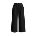 thumbnail image 5 of QIYAGBSA Women's Wide Leg Capri Pants Button Front Elastic Back Waist Side Pockets Summer Casual Wear (Black, S), 5 of 7
