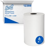 Scott Professional Slimroll Hard Roll Paper Towels - Absorbency Pockets - 6 Rolls, White