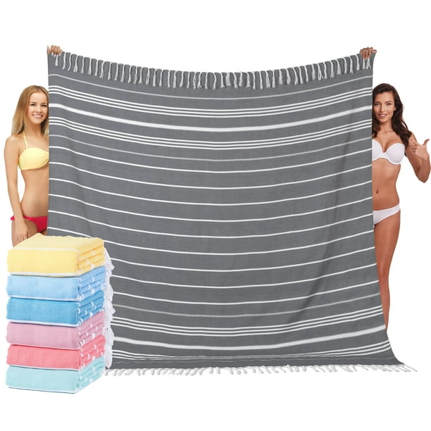 Toalla de playa Widdonen turca, 216 x 191 cm, algodón, XXL, sin arena